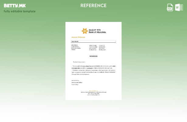 Модерен стил референтен шаблон за затворање Етиопија Абисинија